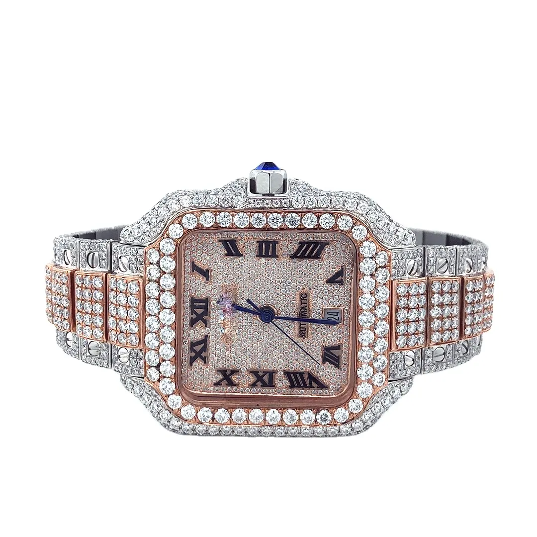 Direct Wholesale Supply of Ice Crushed Antique Design Waterproof Lab Grown Unisex Moisannite Real Natural Diamond Watches