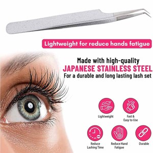 Pinces à cils premium en acier inoxydable, micro-pointe incurvée pour extensions de cils - Product Image 5