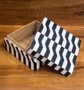 Handcrafted Eco-Friendly Chevron Design Jewelry Organizer <b>Box</b> Bone Inlay Decorative Multipurpose Storage <b>Keepsake</b> by HF Crafts - Product Image 1