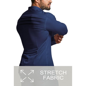 Camisa de Vestir para Hombre, Mezcla de Algodón y Bambú, Manga Larga, Cuello Mao, Elástica, Lisa, Informal de Negocios, Oficina, Ropa Formal - Product Image 3