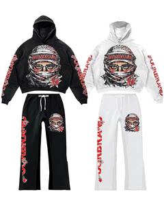 Ensemble survêtement et sweat-shirt surdimensionné personnalisé, lourd, délavé à l'acide, avec impression sérigraphique, broderie sur les manches, effet usé - Product Image 6