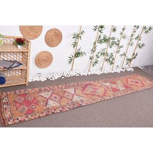 Tapis Vintage Turc Bohème Rouge Beige Patchwork Design Classique Écologique Pile Moyenne Grande Surface 2.4 X 12.3ft Rectangle Laine - Product Image 3