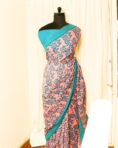 Hermosa tendencia diseñador Lino algodón Sari oro tejido fiesta desgaste tradicional hermoso indio paquistaní colores directo - Product Image 3