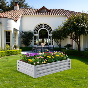 กล่องโลหะลูกฟูกสำหรับปลูกต้นไม้ในสวน & ตกแต่งบ้านเตียงปลูกต้นไม้ทำจากเหล็กชุบสังกะสี4x2x1ft ขนาดเล็ก - Product Image 5