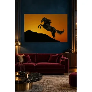 Impression sur toile Fida Orange Sunset Rearing Horse Silhouette - Product Image 3
