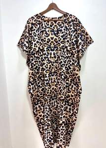 Caftan 100% coton fait à la main vêtements de nuit confortables vêtements de nuit d'été respirant Maxi robe naturelle longueur au sol imprimé léopard - Product Image 5