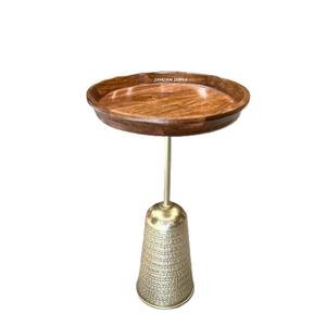 โต๊ะกาแฟทำจากไม้ทรงกลมพร้อมฐานโลหะทนทานโต๊ะกลางสไตล์อุตสาหกรรมสมัยใหม่สำหรับห้องนั่งเล่นและของตกแต่งบ้าน - Product Image 2