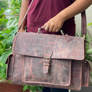 Sac à bandoulière en cuir véritable pour bureau et ordinateur portable - Product Image 1