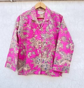 Ensemble de pyjama en coton floral pour femmes grande taille, imprimé numérique indien, décontracté, respirant, coupe ajustée, ensemble de pyjama pour demoiselle d'honneur - Product Image 6