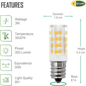 CLAR-piccola lampadina a LED 3W 4W 230V 3000K, per cappa o frigorifero, illuminazione della cucina ad alta efficienza energetica - Product Image 2