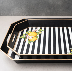 Iron Metal Contemporary Enamel Painted Metal <b>Tray</b> Christmas Tabletop Crackle Finished <b>Serving</b> <b>Tray</b> - Product Image 3