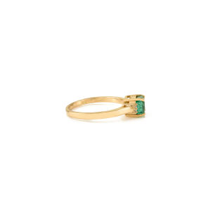 Anillo de Piedras Preciosas Minimalista con Esmeralda de Corte Cuadrado y Diamantes, Diseño Clásico Elegante, Oro Amarillo Sólido de 14K, Joyería Hecha a Mano al por Mayor - Product Image 5