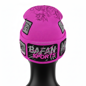 Gorro de Invierno para Mujer, Tejido de Punto, Forro Polar, Diseño de Letras con Pedrería, Patrón de Camuflaje Marrón, Parche con Logotipo Personalizado, Gorro Jacquard - Product Image 2