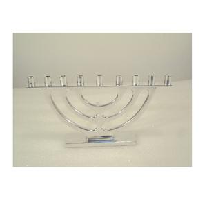 Portavelas de Menorah Chapado en plata y níquel pulido de aluminio con nueve brazos para decoración de fiesta de boda de oficina en casa - Product Image 4