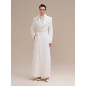 Abrigo de mujer, nuevo diseño, abrigo largo Gwen con bolsillos, ropa de invierno de lana de Tweed, moda de mujer blanca, fabricante Original - Product Image 1