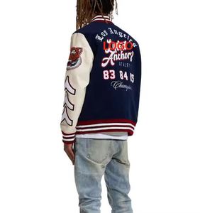 Venta al por mayor OEM personalizado invierno Vintage Escuela Universidad hombres chaquetas abrigo lana XL Casual Crop Varsity chaquetas para hombres Plus Letterman - Product Image 2