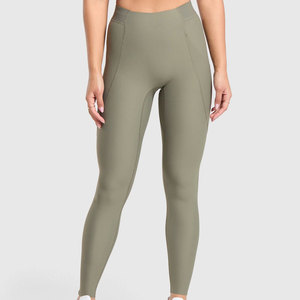 Most Popular Women <b>Slim</b> Fit Mid Waist Full Length Solid Yoga <b>Leggings</b> Breathable Quick Dry Spandex/Polyester Private Label - Product Image 1