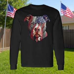 Camiseta de manga larga con diseño de bandera americana de Pit Bull Terrier - Product Image 3
