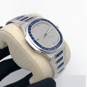Montre de luxe unique pour homme, en acier inoxydable, ornée de diamants Moissanite, style Hip Hop glacé, bijoux fantaisie - Product Image 5