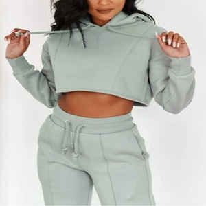 Sudadera corta de algodón con estampado de logotipo personalizado para mujer, Top corto - Product Image 3