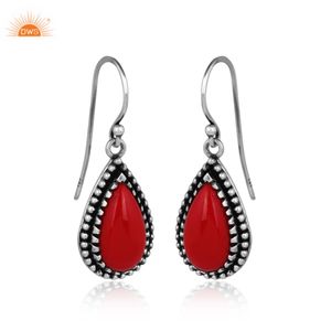 Pendientes colgantes de piedras preciosas cultivadas de Coral oxidado de Plata de Ley 925 de último diseño para mujer, fabricante de joyería personalizada - Product Image 2