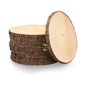 Rodajas de madera de pino redondas sostenibles con acabado de corteza natural para uso artesanal y bricolaje - Product Image 2