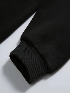 Felpa con cappuccio in cotone misto 100% da uomo di qualità superiore con stampa semplice personalizzata peso massimo nero stagione invernale ricamata alla rinfusa - Product Image 4