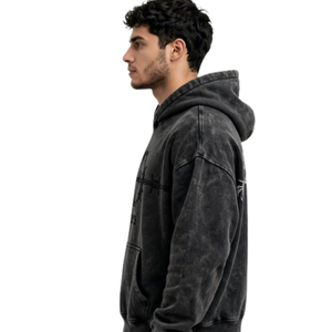 Sudadera con Capucha Negra Vintage Oversize para Hombre con Gráfico de Alambre de Púas, Estilo Urbano, para Uso Casual, OEM - Product Image 4