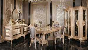 Juego de Comedor de Madera de Teca Tallada a Mano de Estilo Vintage, Muebles de Comedor de Lujo con Tallados Elaborados, Estilo Americano - Product Image 3