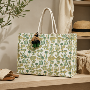 12oz Natural <b>Canvas</b> Large Womens Beach Tote Bag 57x42x19cm Gold Mushroom Print Custom Logo OEM ODM Wholesale Fashion Shopper Bag - Product Image 6