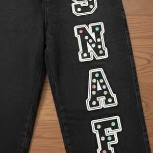 Ensemble de survêtement délavé à l'acide personnalisé 100% coton, effet vieilli, avec strass, pour homme, comprenant un pantalon de survêtement évasé et un sweat à capuche - Product Image 6