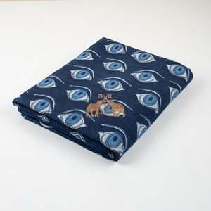 Tissu en coton imprimé bleu indigo, doux et respirant, pour robes, rideaux et travaux manuels - Product Image 3