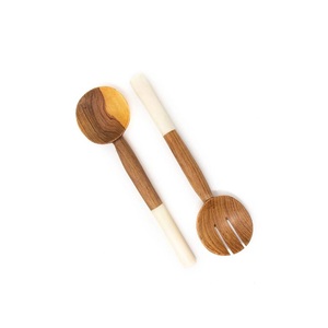 Cuchara de madera de acacia, mango de resina para el hogar, accesorios de utensilios de cocina, la mejor cuchara de madera de acacia Natural pulida, cuchara para servir alimentos - Product Image 1