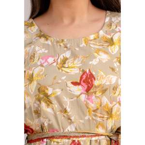 Sin Mangas Dobladillo Asimétrico Maxi Vestido Estampado Floral Tortilla Vestidos Marrones Categoría - Product Image 2