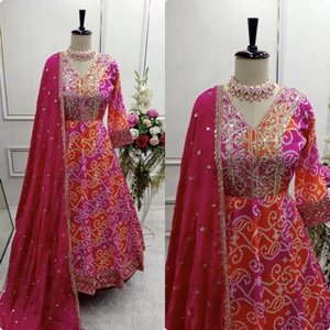 party Wear Designer Anarkali Gown -Pent With Dupatta - Product Image 5