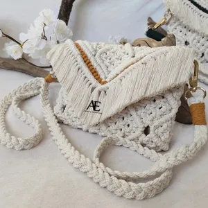 ฤดูร้อนใหม่ชายหาดฟางกระเป๋าที่กําหนดเองโบฮีเมียน Handmade กระเป๋าถือผู้หญิงขายร้อน Macrame กระเป๋าสะพายหญ้าทะเลกระเป๋าชายหาดสําหรับสตรี - Product Image 3