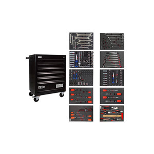 Movable Steel Tool Cart with 6 <b>Lockable</b> Drawers 259 Pieces Black for Workshop Storage - Product Image 5