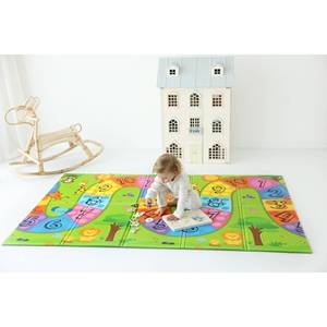 Tapis de jeu double face 200x130x1cm pliable pour bébé, non toxique, en mousse XPE, imperméable et léger, coloré, numérotation et route. - Product Image 2