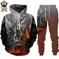 Retro Dragon Tattoo 3D Print Hombres Mujeres Chándal Conjuntos Casual Sudadera con capucha + Pantalones 2PCs Conjuntos Sudadera de gran tamaño Moda Hombres Ropa