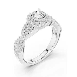 Anillo de Compromiso con Halo de Diamantes de Laboratorio Redondos Brillantes de 1.22 CT, Claridad VVS-VS EF, Oro de 18K, 14K, 10K y Plata 925, Color Rosa - Product Image 4