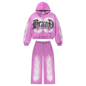 Sudadera con Capucha de Algodón Grueso, Estilo Casual Urbano, Estampado Personalizado, Vintage, con Pedrería, Lavado Ácido, con Cierre para Hombre - Product Image 3