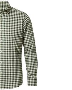 Chemise à carreaux gingham pour homme sur mesure, manches longues, boutonnée, style décontracté, coton, couleur vert et blanc, fabricant sur mesure, vente en gros, OEM - Product Image 4