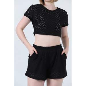 กางเกงขาสั้นตาข่ายสีดำสำหรับผู้หญิง Topshow สินค้าขายส่ง - Product Image 2