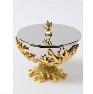 Acero inoxidable decorativo de lujo con mango dorado, nueces, dátiles, frutas secas, dulces y chocolate, cuenco de Metal para servir, cena - Product Image 4