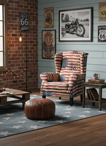 Fauteuil rembourré moderne en tissu pour salon, chaise d'appoint pour hôtel et maison – Freedom 2 Americano - Product Image 1