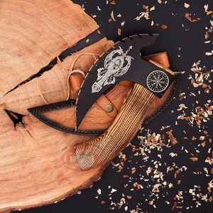 Couteau à pizza artisanal en acier inoxydable de qualité industrielle, hache viking, hachette, tomahawk, chasse, cuir, vente chaude - Product Image 2