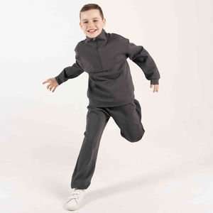 Conjunto de chándal de punto informal para niños de alta calidad personalizado patrón sólido Jersey tela venta al por mayor tamaño Logo estampado estilo camisas - Product Image 3