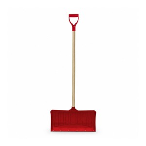 Longue pelle à neige manuelle en plastique pour l'hiver avec manche en bois, outil de déneigement rouge pour le jardin - Product Image 3