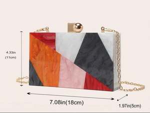Pochette en résine faite à la main avec finition acrylique luxueuse sac à main effet marbre artistique pour les femmes dîner de fête et événements de festival - Product Image 2