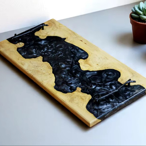 Vajilla decorativa rectangular de madera maciza Real Natural para servir fruta, plato de postre, bandeja para servir café, bandeja para servir café - Product Image 1